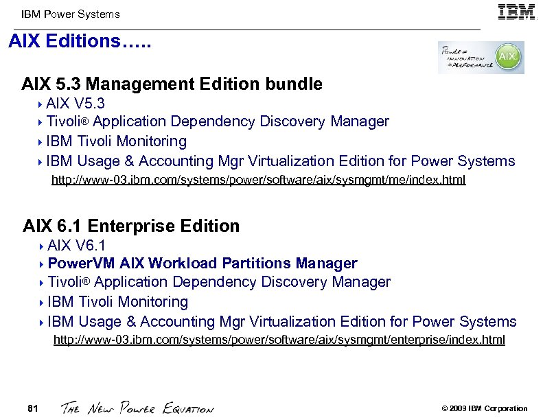 IBM Power Systems AIX Editions…. . AIX 5. 3 Management Edition bundle 4 AIX