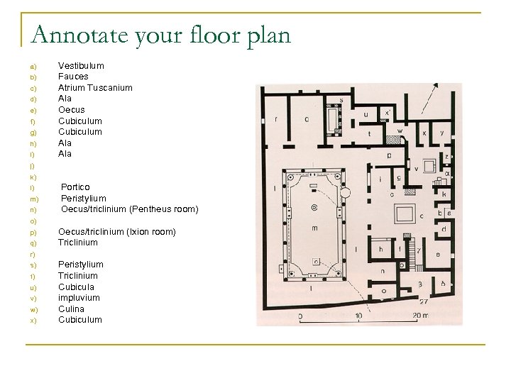 Annotate your floor plan a) b) c) d) e) f) g) h) i) Vestibulum