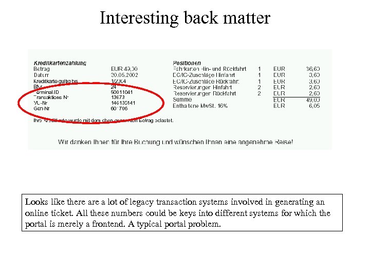 Interesting back matter Looks like there a lot of legacy transaction systems involved in