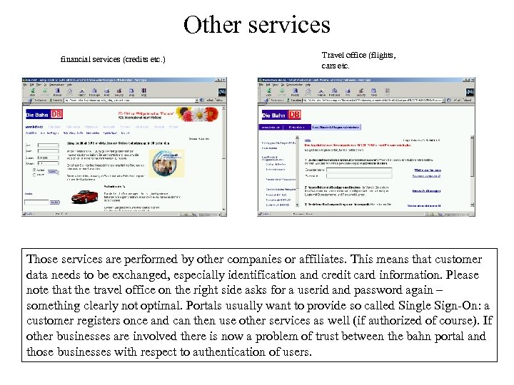 Other services financial services (credits etc. ) Travel office (flights, cars etc. Those services