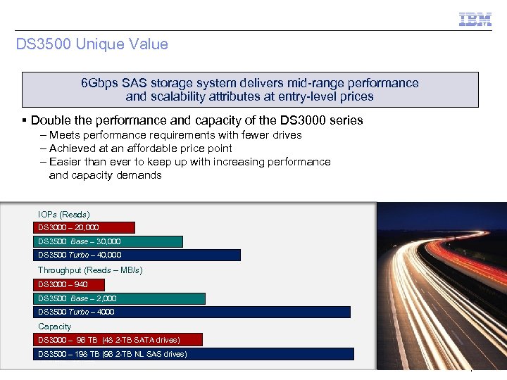 DS 3500 Unique Value 6 Gbps SAS storage system delivers mid-range performance and scalability