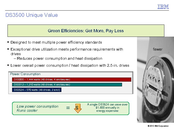 DS 3500 Unique Value Green Efficiencies: Get More, Pay Less § Designed to meet