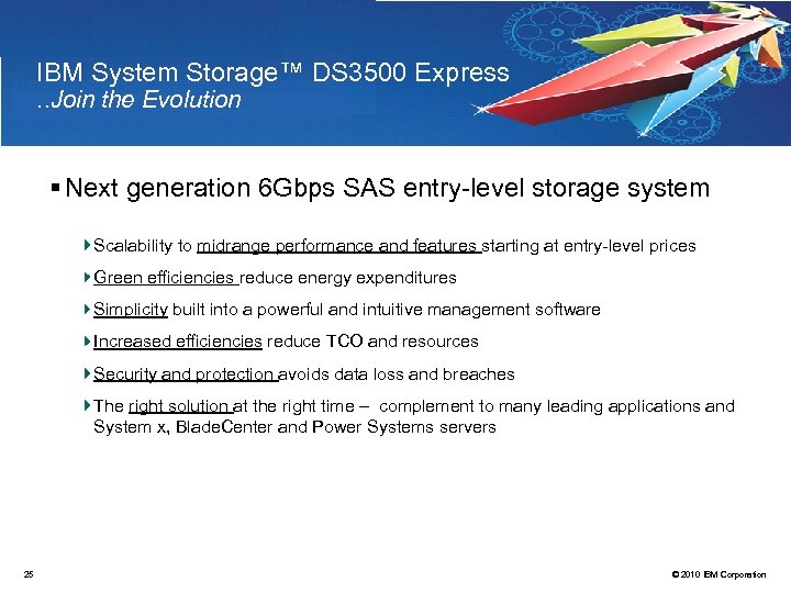 IBM System Storage™ DS 3500 Express. . Join the Evolution § Next generation 6