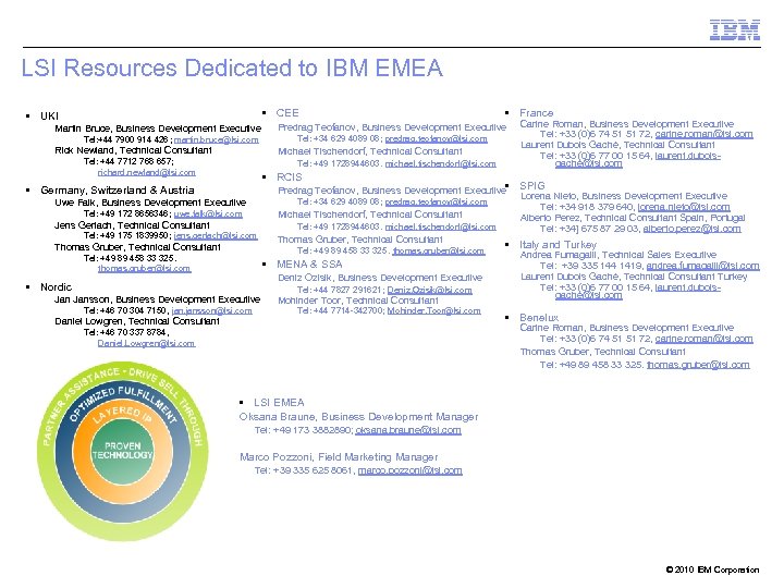 LSI Resources Dedicated to IBM EMEA • CEE § UKI • France Martin Bruce,