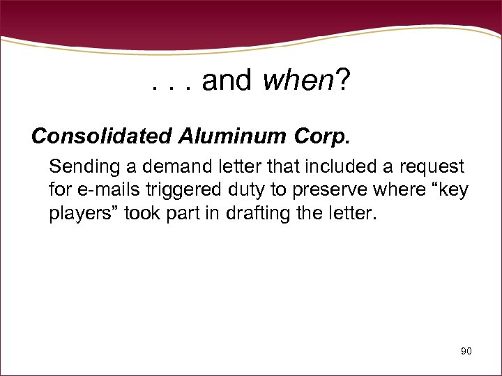 . . . and when? Consolidated Aluminum Corp. Sending a demand letter that included