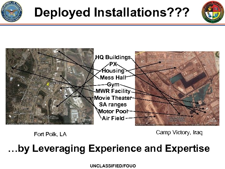 Deployed Installations? ? ? HQ Buildings PX Housing Mess Hall Gym MWR Facility Movie