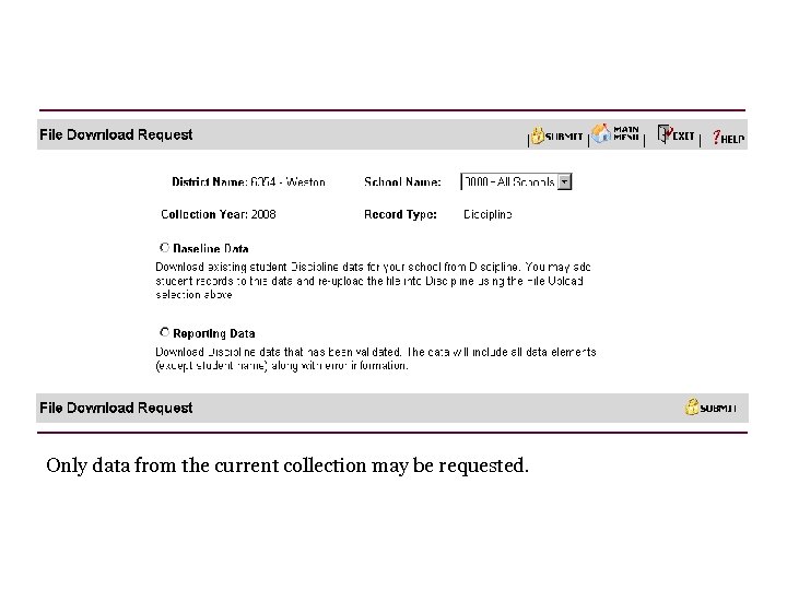 Only data from the current collection may be requested. 