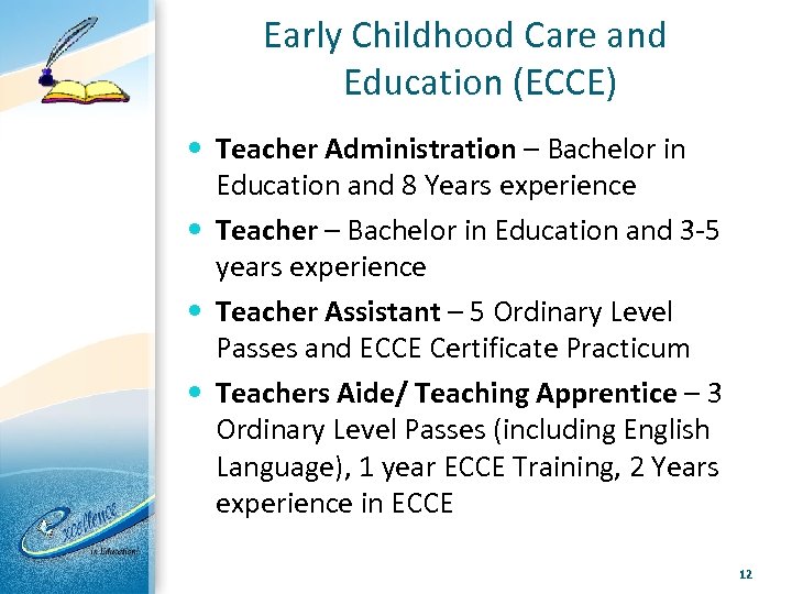 Early Childhood Care and Education (ECCE) Teacher Administration – Bachelor in Education and 8