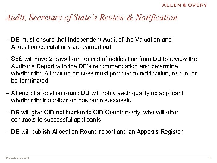 Audit, Secretary of State’s Review & Notification – DB must ensure that Independent Audit