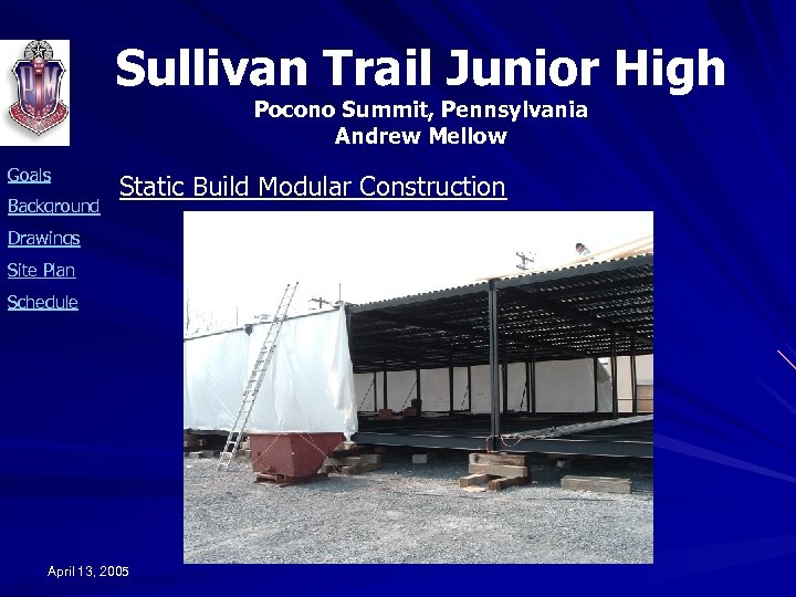 Sullivan Trail Junior High Pocono Summit, Pennsylvania Andrew Mellow Goals Background Static Build Modular