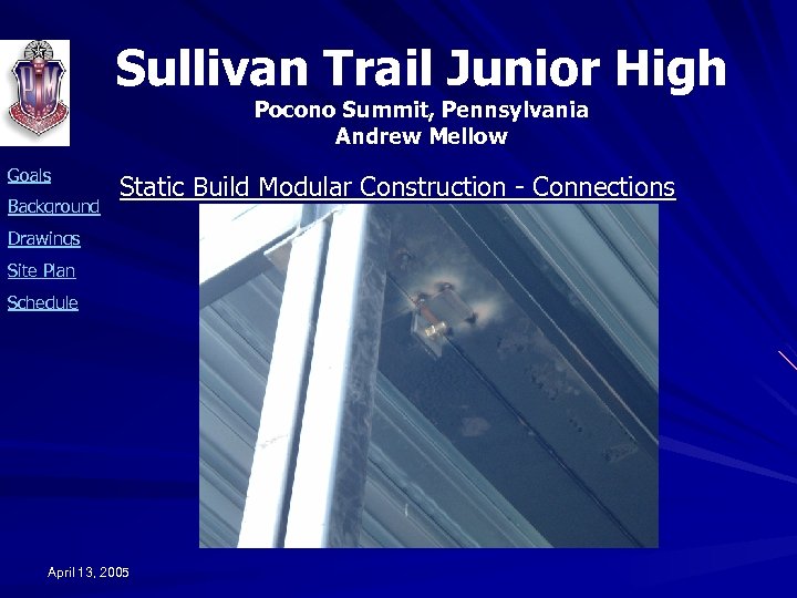 Sullivan Trail Junior High Pocono Summit, Pennsylvania Andrew Mellow Goals Background Static Build Modular