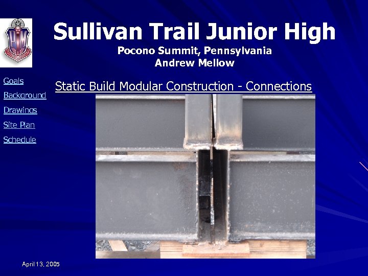 Sullivan Trail Junior High Pocono Summit, Pennsylvania Andrew Mellow Goals Background Static Build Modular