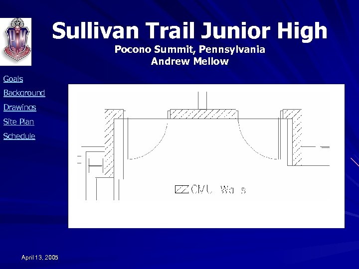 Sullivan Trail Junior High Pocono Summit, Pennsylvania Andrew Mellow Goals Background Drawings Site Plan