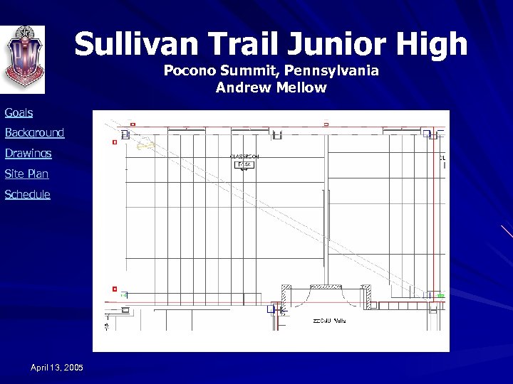 Sullivan Trail Junior High Pocono Summit, Pennsylvania Andrew Mellow Goals Background Drawings Site Plan