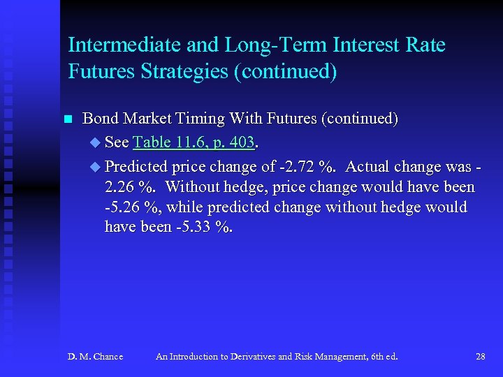 Intermediate and Long-Term Interest Rate Futures Strategies (continued) n Bond Market Timing With Futures