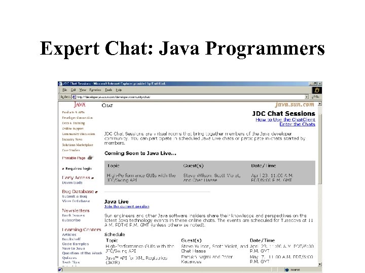 Expert Chat: Java Programmers 