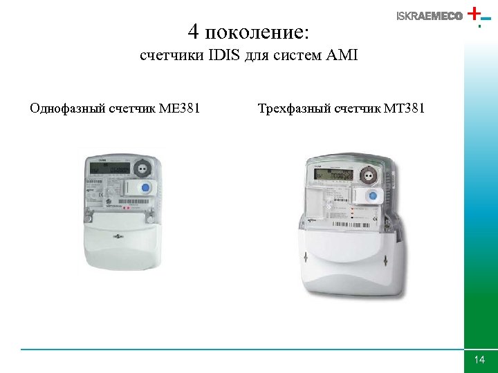 4 поколение: счетчики IDIS для систем AMI Однофазный счетчик МЕ 381 Трехфазный счетчик МТ