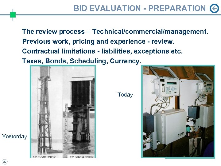 BID EVALUATION - PREPARATION The review process – Technical/commercial/management. Previous work, pricing and experience
