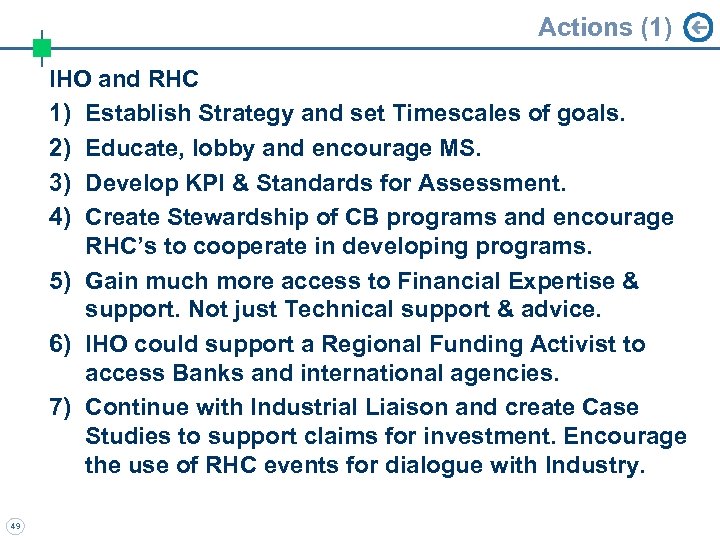 Actions (1) IHO and RHC 1) Establish Strategy and set Timescales of goals. 2)