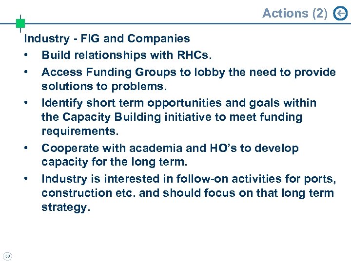 Actions (2) Industry - FIG and Companies • Build relationships with RHCs. • Access