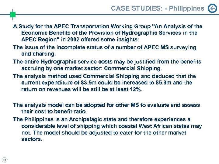 CASE STUDIES: - Philippines A Study for the APEC Transportation Working Group "An Analysis