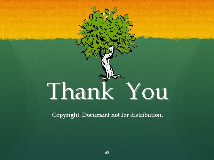 T Thank You Copyright. Document not for distribution. 69 