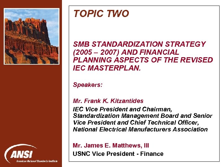 TOPIC TWO SMB STANDARDIZATION STRATEGY (2005 – 2007) AND FINANCIAL PLANNING ASPECTS OF THE