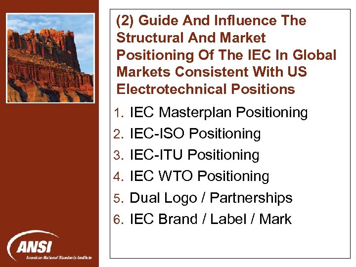 (2) Guide And Influence The Structural And Market Positioning Of The IEC In Global