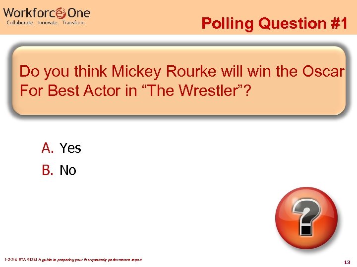 Polling Question #1 Do you think Mickey Rourke will win the Oscar For Best