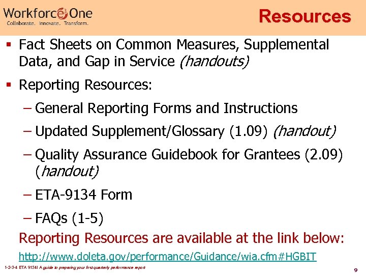 Resources § Fact Sheets on Common Measures, Supplemental Data, and Gap in Service (handouts)