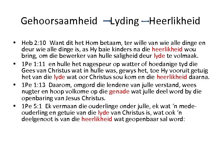 Gehoorsaamheid Lyding Heerlikheid • Heb 2: 10 Want dit het Hom betaam, ter wille