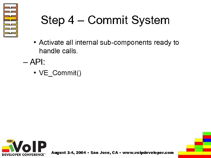 Step 4 – Commit System • Activate all internal sub-components ready to handle calls.