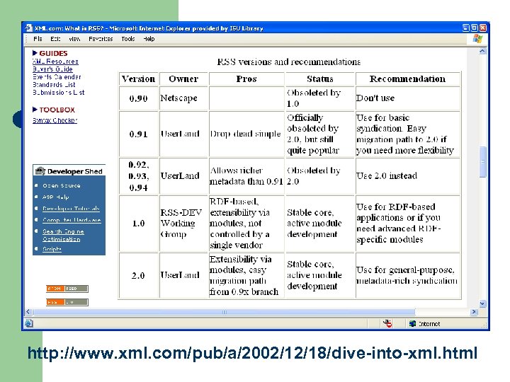 http: //www. xml. com/pub/a/2002/12/18/dive-into-xml. html 