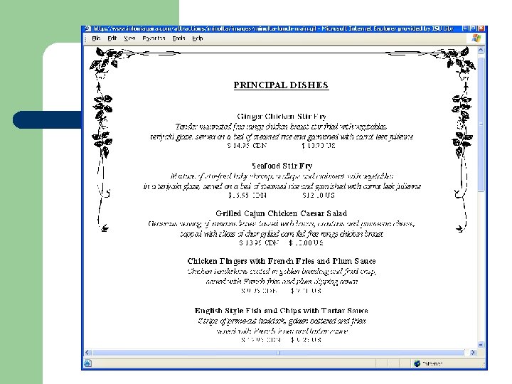 SAMPLE LUNCH MENU 