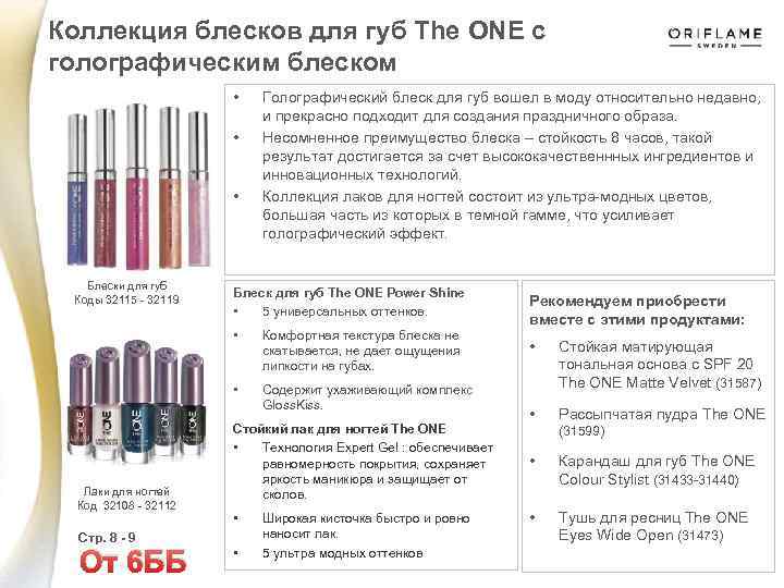 Коллекция блесков для губ The ONE с голографическим блеском • • • Блески для