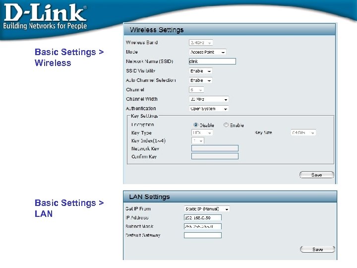 Basic Settings > Wireless Basic Settings > LAN 