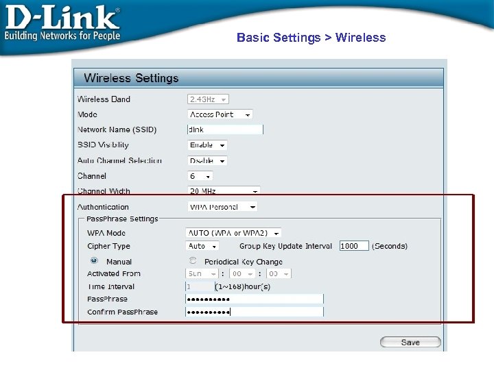 Basic Settings > Wireless 