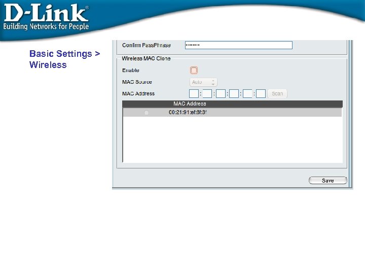 Basic Settings > Wireless 