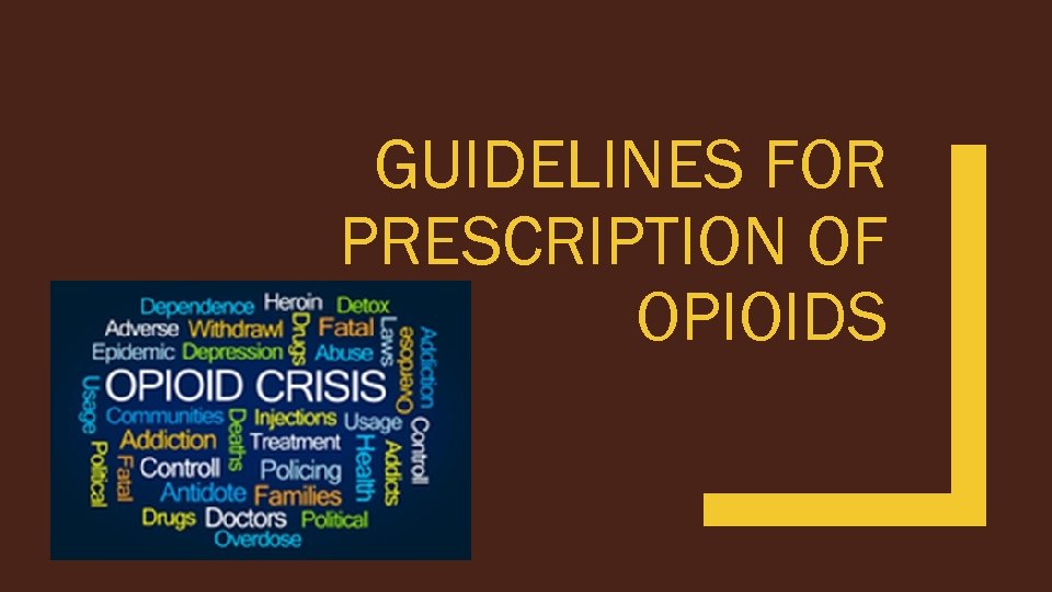 GUIDELINES FOR PRESCRIPTION OF OPIOIDS 