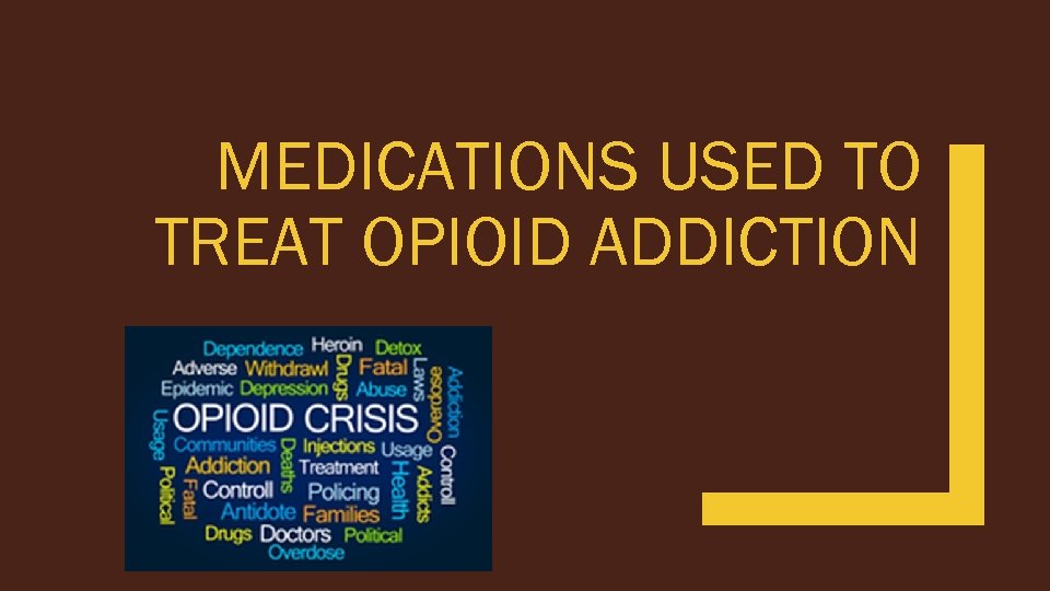 MEDICATIONS USED TO TREAT OPIOID ADDICTION 