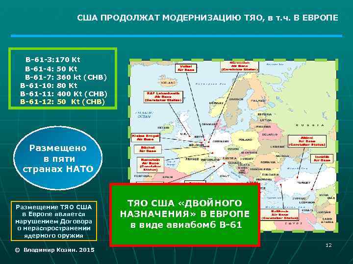 США ПРОДОЛЖАТ МОДЕРНИЗАЦИЮ ТЯО, в т. ч. В ЕВРОПЕ B-61 -3: 170 Kt B-61