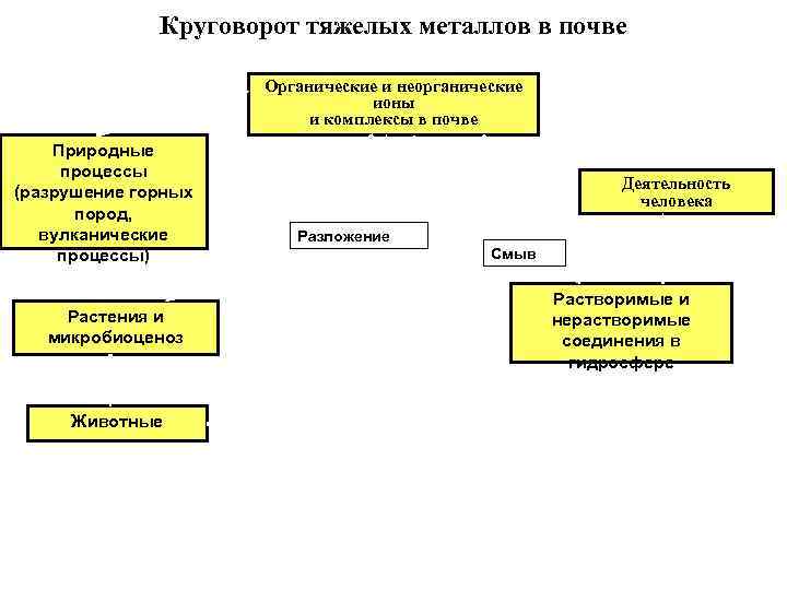 Круговорот тяжелых металлов в почве Органические и неорганические ионы и комплексы в почве Природные