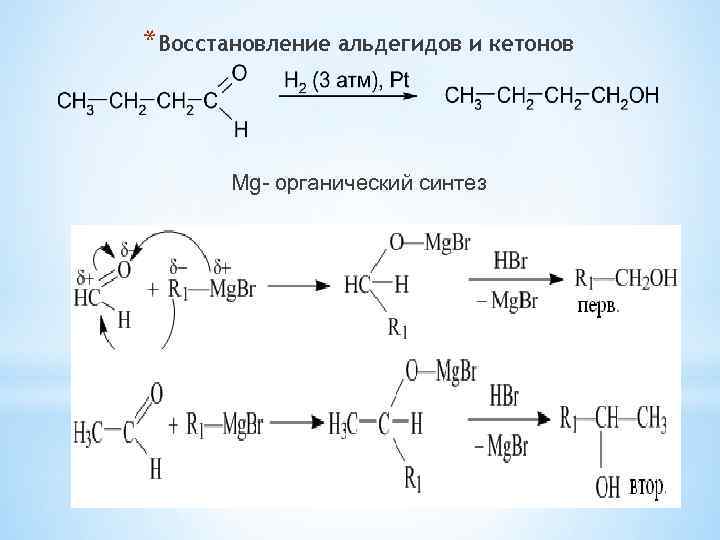 *Восстановление альдегидов и кетонов Мg- органический синтез 30 