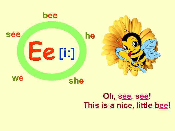 bee see we he Ee [i: ] she Oh, see! This is a nice,