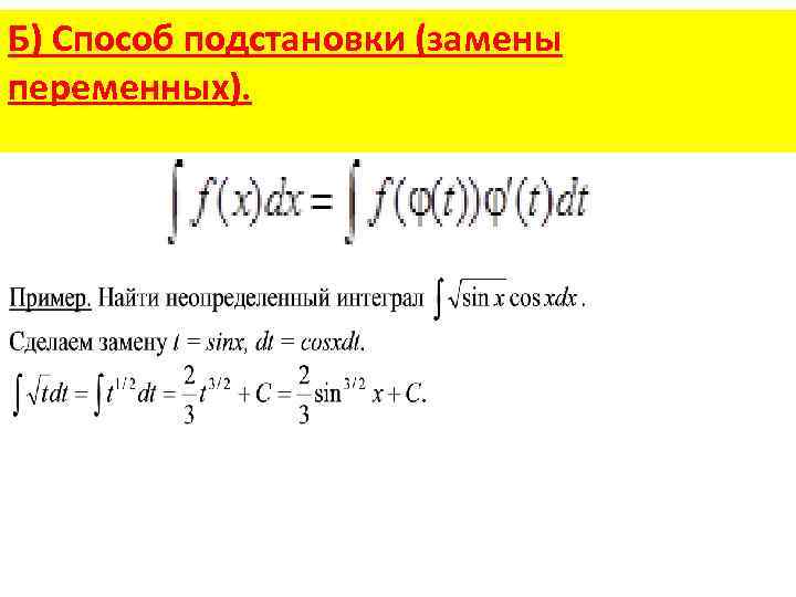 Б) Способ подстановки (замены переменных). 