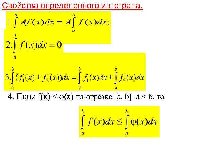 Свойства определенного интеграла. 4. Если f(x) на отрезке [a, b] a < b, то