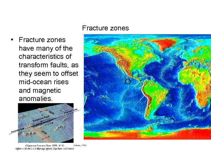 Fracture zones • Fracture zones have many of the characteristics of transform faults, as