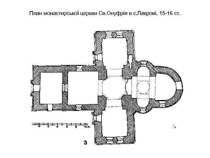 План монастирської церкви Св. Онуфрія в с, Лаврові, 15 -16 ст. 