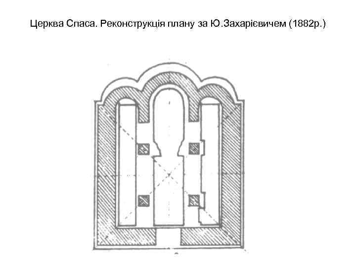 Церква Спаса. Реконструкція плану за Ю. Захарієвичем (1882 р. ) 