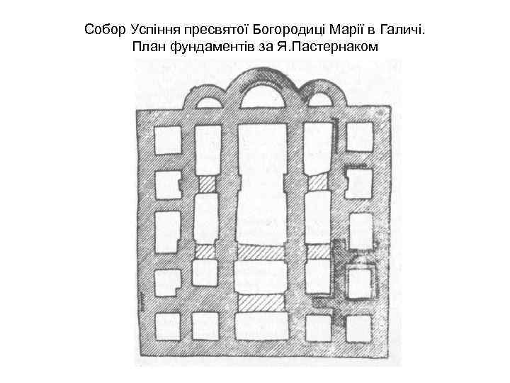 Собор Успіння пресвятої Богородиці Марії в Галичі. План фундаментів за Я. Пастернаком 